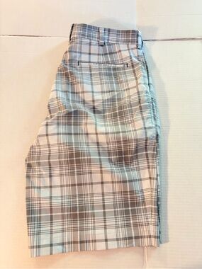 Nike Golf Plaid Shorts in Light Gray and White